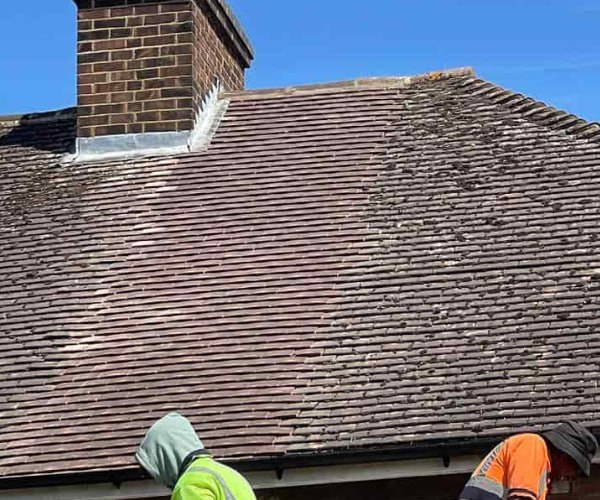 This is a photo of a roof which has just been repaired. Works carried out by DSC Roofing Rushden